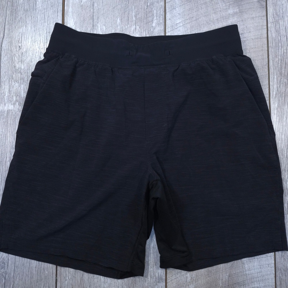 Lululemon THE Linerless Shorts Mens Medium Black Heathered Athletic Training